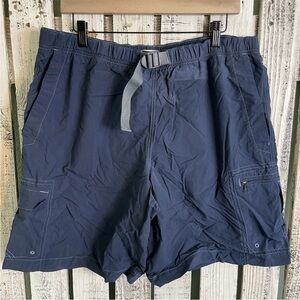 Columbia Hybrid‎ Fishing Shorts Swim Trunks Size Large Navy Blue Cargo Outdoor